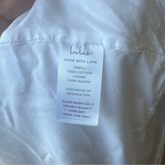 Lulu's Lace & Time White Eyelet Cotton Sleeveless V-Neck Babydoll Mini Dress - Picture 9 of 9